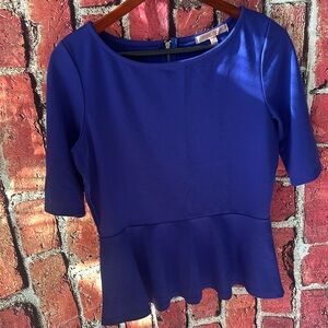 Casual Corner by green envelope women’s Peplum Top in Nu Blue